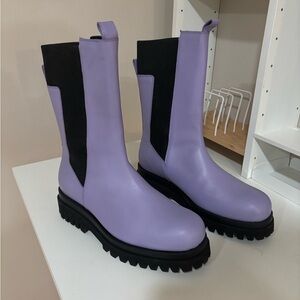COS brand. Purple leather boot. Gender neutral.